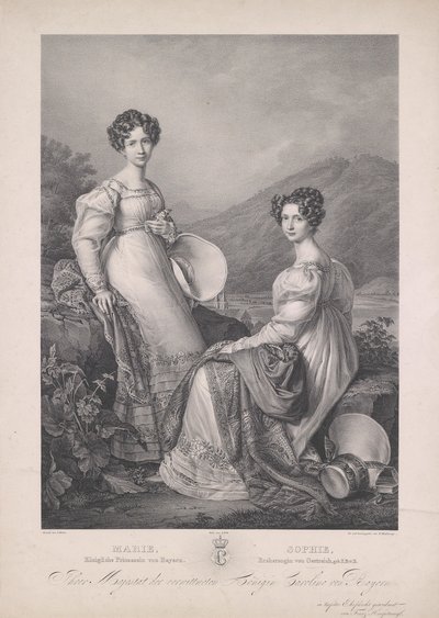 Erzherzogin Sophie mit ihrer Schwester Marie, Königin von Sachsen von Franz Hanfstaengl